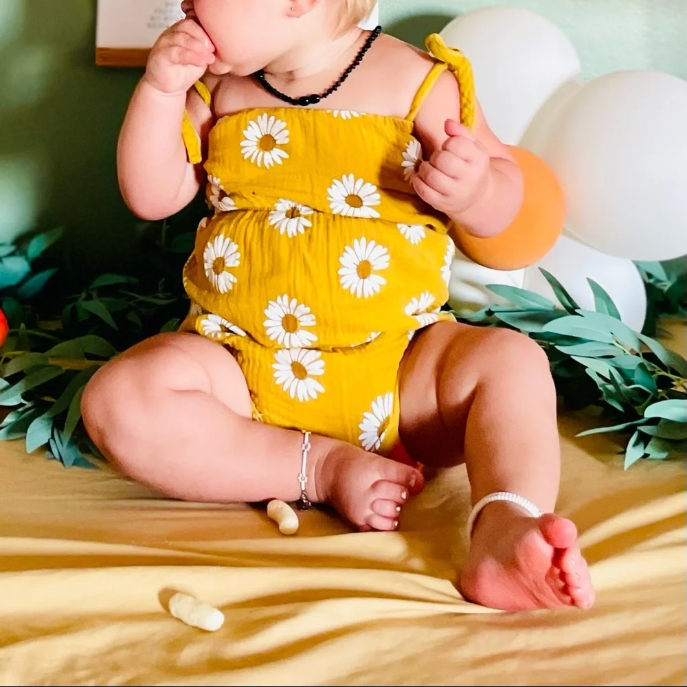 Floral Muslin Romper 12m 12 Month Flower One Piece Outfit Baby Girl